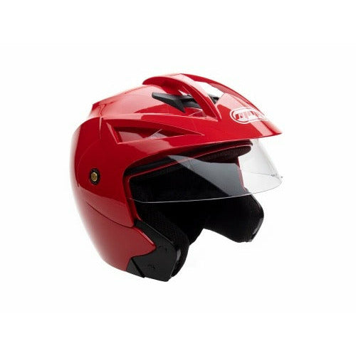 Open Face MMG Helmet. Model Crux. COLOR: SHINY RED *DOT APPROVED*