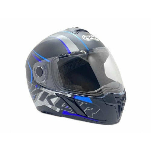 Full Face MMG Helmet. Model Ryker. Color: MATTE BLACK./ BLUE *DOT APPROVED*