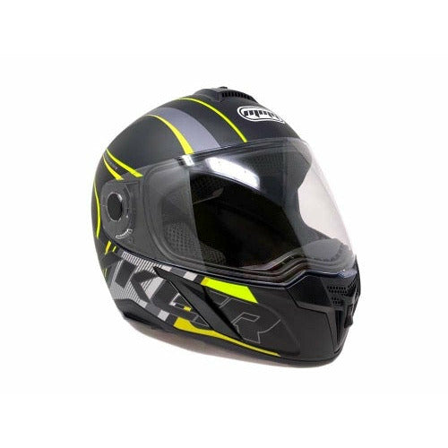 Full Face MMG Helmet. Model Ryker. Color: MATTE BLACK./ YELLOW *DOT APPROVED*