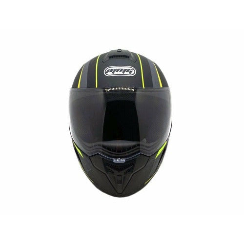 Full Face MMG Helmet. Model Ryker. Color: MATTE BLACK./ YELLOW *DOT APPROVED*