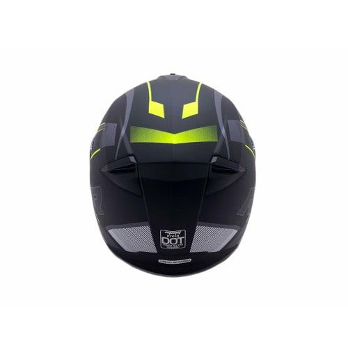 Full Face MMG Helmet. Model Ryker. Color: MATTE BLACK./ YELLOW *DOT APPROVED*