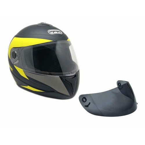 Full Face MMG Helmet. Model Gliss. Color: MATTE BLACK/YELLOW. *DOT APPROVED*