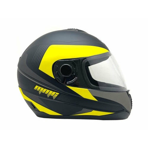 Full Face MMG Helmet. Model Gliss. Color: MATTE BLACK/YELLOW. *DOT APPROVED*