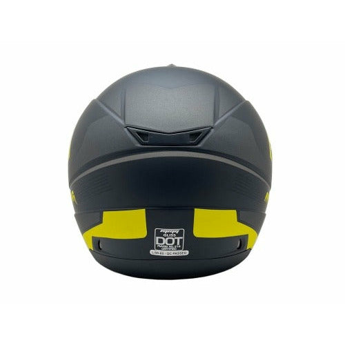 Full Face MMG Helmet. Model Gliss. Color: MATTE BLACK/YELLOW. *DOT APPROVED*
