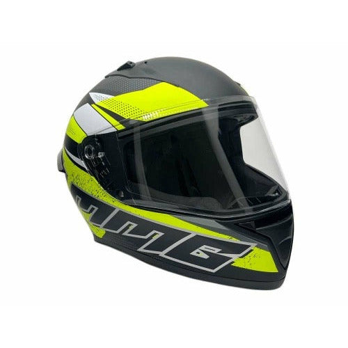 Full Face MMG Helmet. Model Bolt. Color: Matte Black/Neon Yellow. *DOT APPROVED*