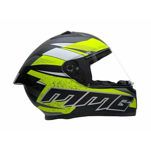 Full Face MMG Helmet. Model Bolt. Color: Matte Black/Neon Yellow. *DOT APPROVED*