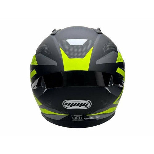 Full Face MMG Helmet. Model Bolt. Color: Matte Black/Neon Yellow. *DOT APPROVED*
