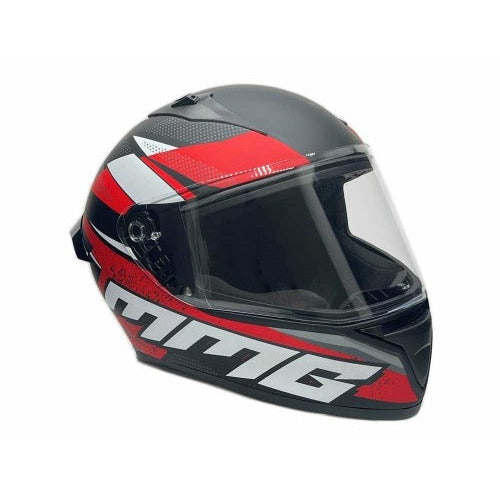 Full Face MMG Helmet. Model Bolt. Color: Matte Black/RED. *DOT APPROVED*