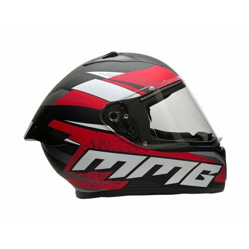 Full Face MMG Helmet. Model Bolt. Color: Matte Black/RED. *DOT APPROVED*