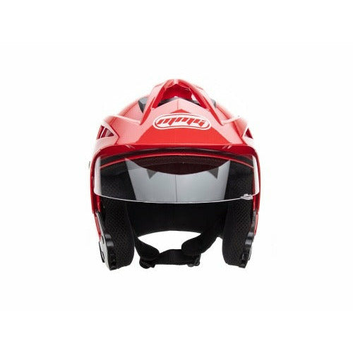 Open Face MMG Helmet. Model Crux. COLOR: SHINY RED *DOT APPROVED*