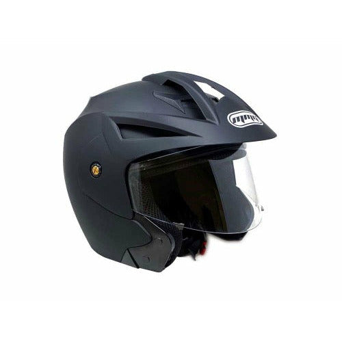 Open Face MMG Helmet. Model Crux. COLOR: MATTE BLACK *DOT APPROVED*