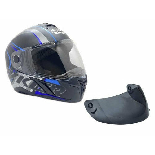 Full Face MMG Helmet. Model Ryker. Color: MATTE  BLACK./ BLUE *DOT APPROVED*