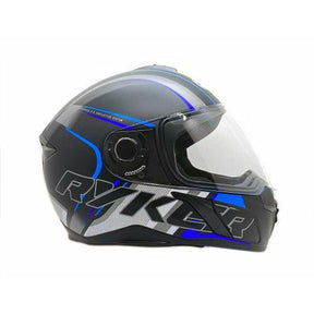 Full Face MMG Helmet. Model Ryker. Color: MATTE  BLACK./ BLUE *DOT APPROVED*