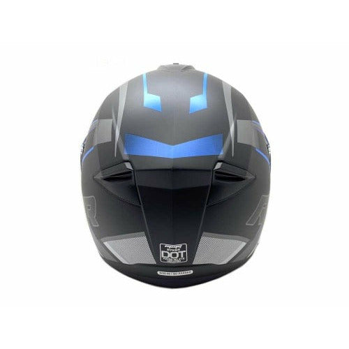 Full Face MMG Helmet. Model Ryker. Color: MATTE  BLACK./ BLUE *DOT APPROVED*