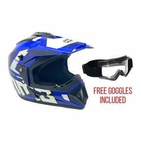 OFF Road MMG Helmet. Model 31. Color: SHINY BLUE GRAPHICS. **DOT APPROVED** *Free goggles included*