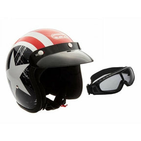 Open Face MMG Helmet. Model Jet. Color: USA White. *DOT APPROVED* *FREE GOGGLES INCLUDED*