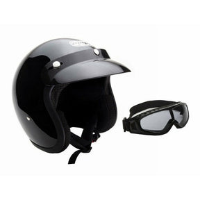 Open Face MMG Helmet. Model Jet. Color: Shiny Black. *DOT APPROVED* *FREE GOGGLES INCLUDED*