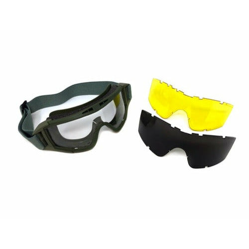 MYK Military style goggles - Includes Free extra SMOKE Shield and Free extra high visibility yellow